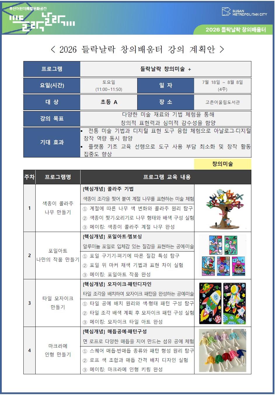 창의미술초등 수업계획서